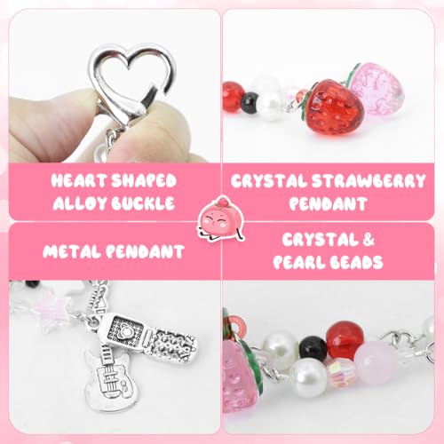 ZORBES® Cute Keychain Charms Aesthetic Y2K Keychain Accessories Beaded Acrylic Sweet Strawberry Charm ZORBES® Cute Keychain Charms Aesthetic Y2K Keychain Accessories Beaded Acrylic Sweet Strawberry Charm